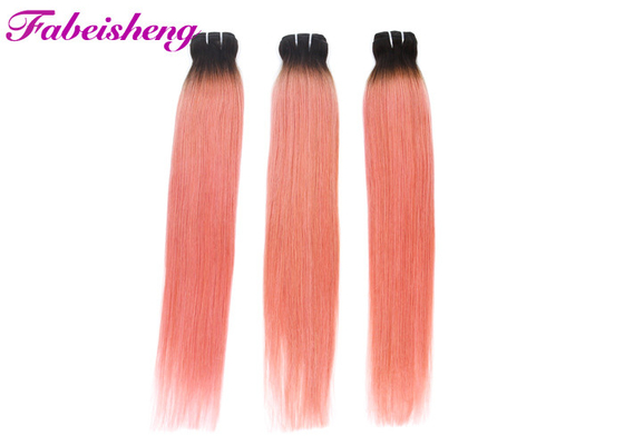 Różowo-różowe przedłużanie włosów z zamknięciem / Ombre Brazylijski splot ludzkich włosów